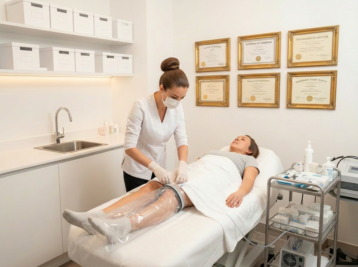 Aplicação de ozonioterapia com bag em ambiente clínico